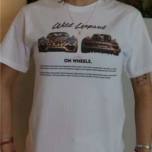Wild Leopard White Car Graphic Tee